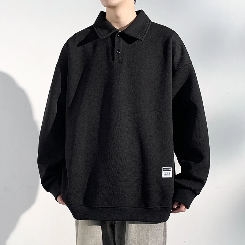 隐匿者2025春秋季新款男士POLO衫卫衣港风潮流百搭大码翻领上衣男