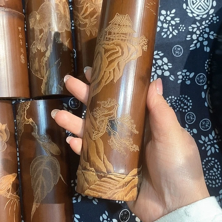 遥*老煤竹手工雕刻精品茶则