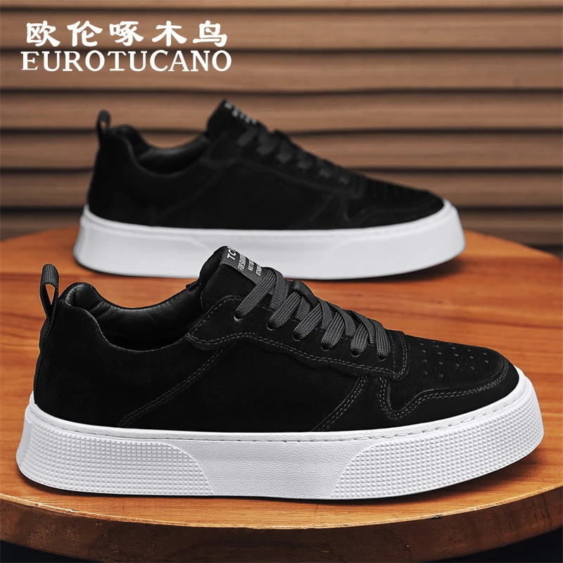 欧伦啄木鸟EUROTUCANO男鞋防滑耐磨休闲板鞋男士潮流百搭运动皮鞋