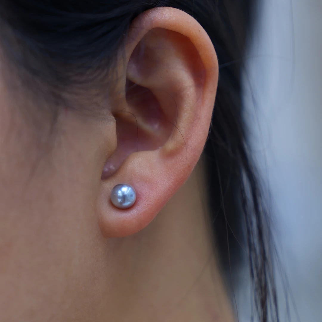 海水珍珠Akoya真多麻素耳钉百搭时尚气质经典精致素款小巧6.5-7mm