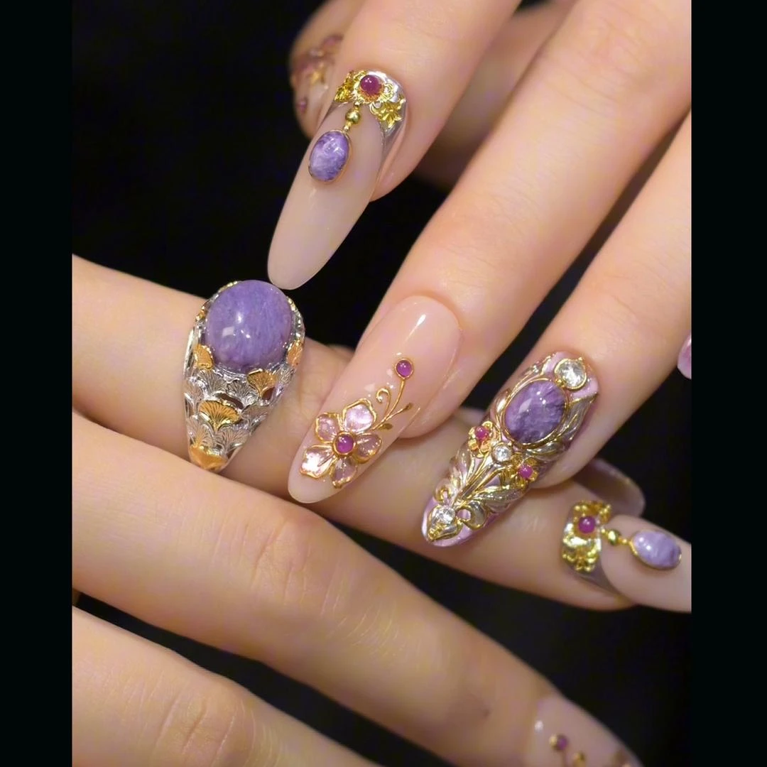 文玩质地@【紫龙晶】寇丝妮 纯手工穿戴式美甲