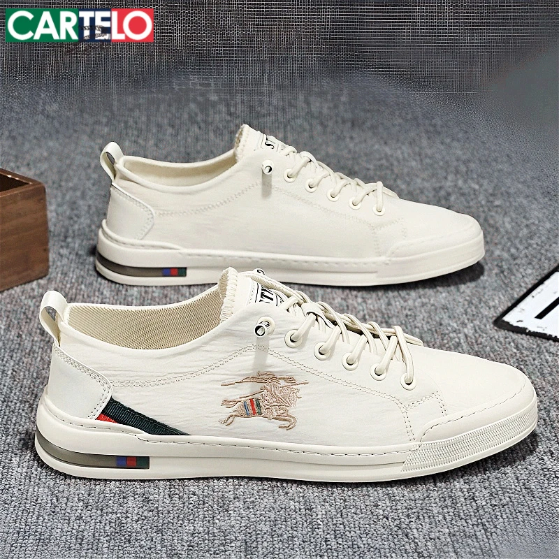 卡帝乐鳄鱼板鞋男鞋秋季爆款2025新款软底真皮小白鞋子男士休闲鞋