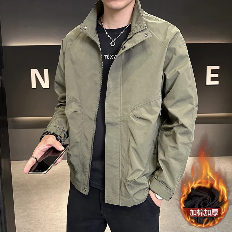 【高品质】男秋冬外套大码立领工装夹克显瘦休闲痞帅保暖上衣棉衣