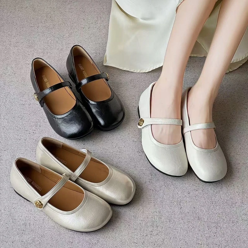 甜酷限定~魔术贴一字扣浅口玛丽珍单鞋2016
