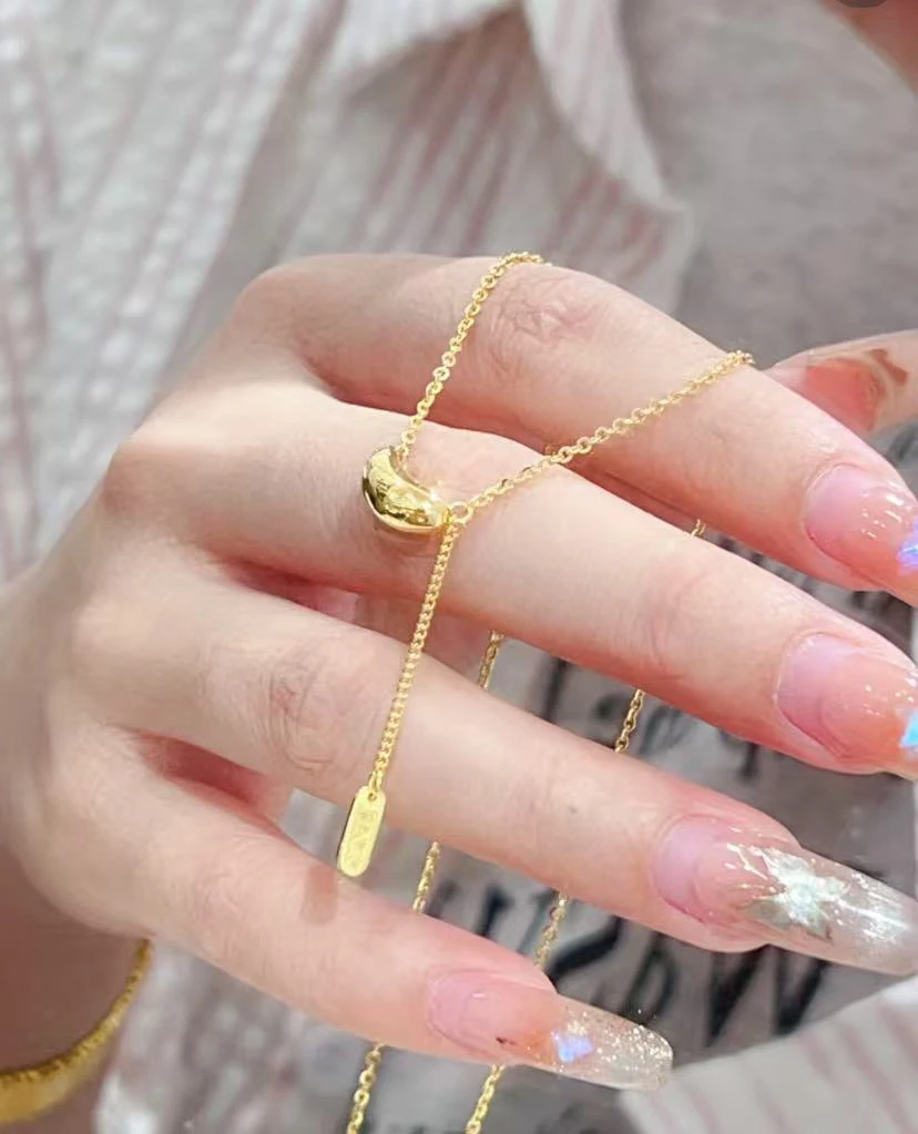 坠链均足银 相思豆提溜项链6008