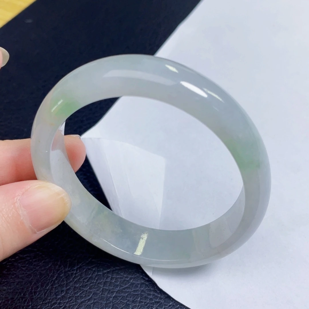 翡翠手镯未镶嵌53圈有纹沙眼多扣手买断不退换