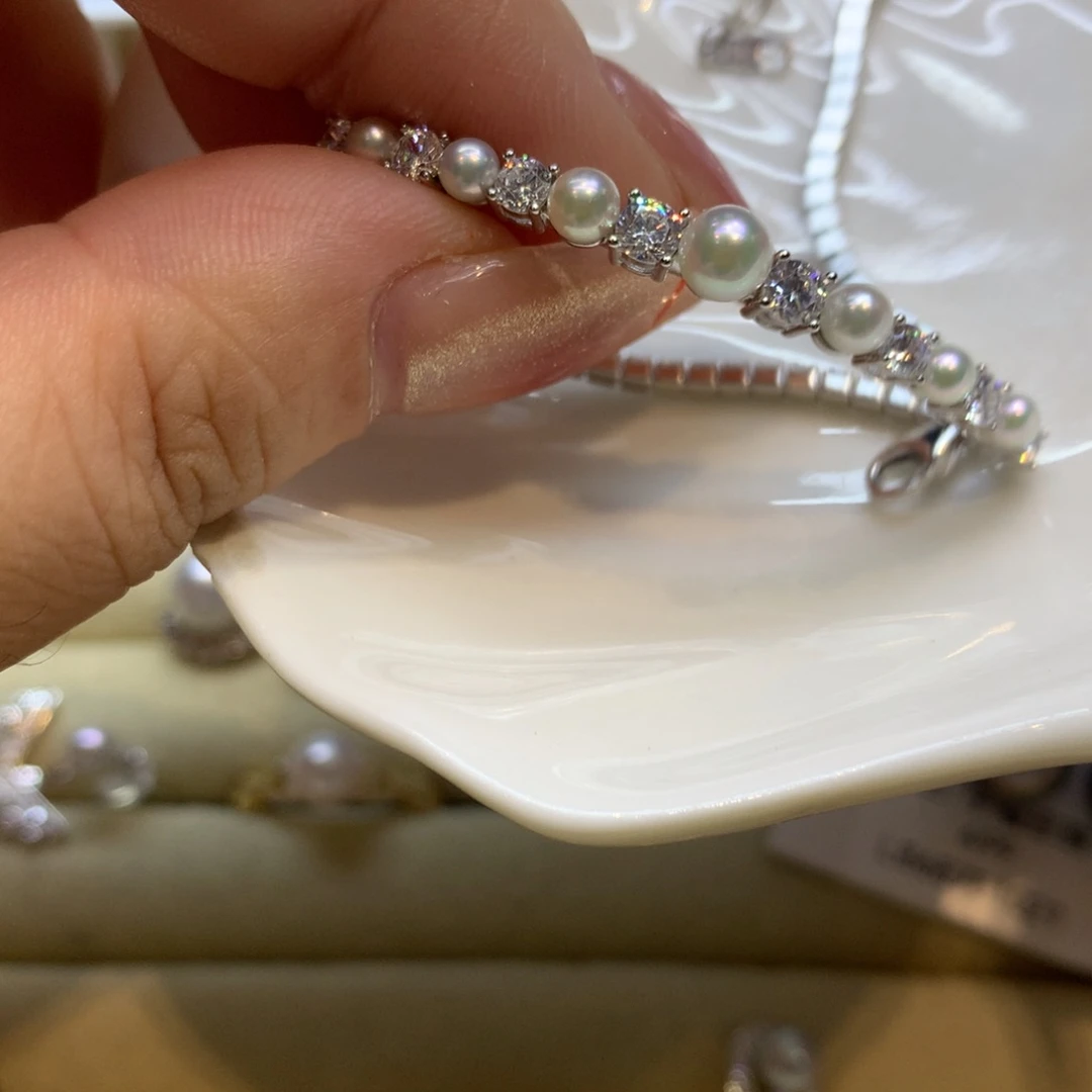 银S925镶嵌手链海水珍珠