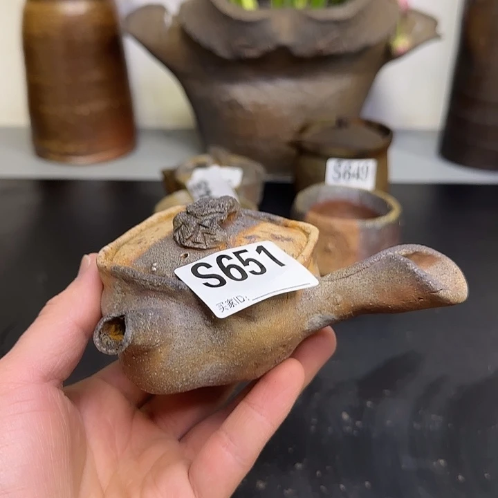 备前烧作品备森丁斎四方侧把壶