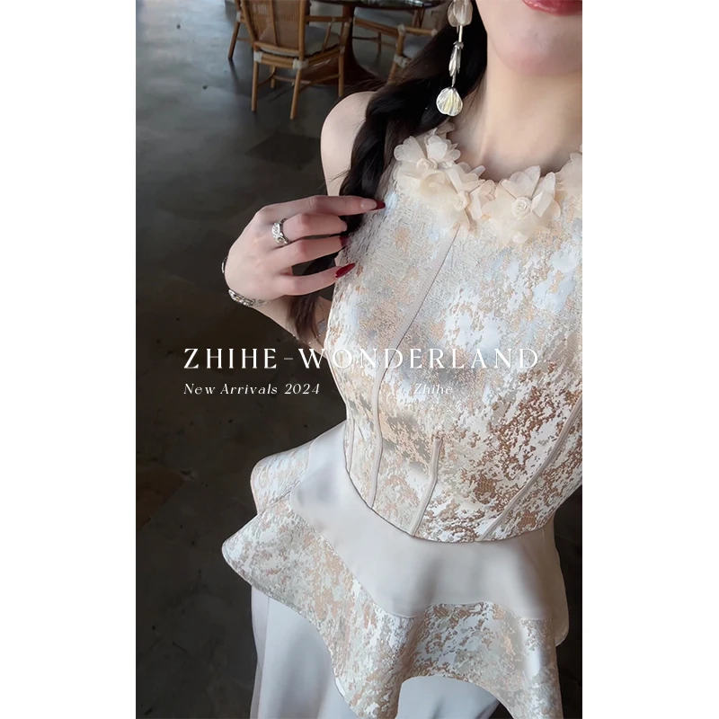 至禾Wonderland【鎏光半夏】原创蝙蝠袖开衫鎏金提花上衣+半裙套装