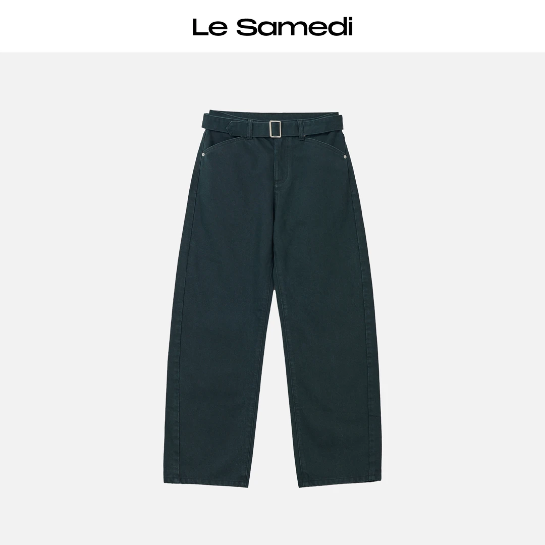 Le Samedi【布伦特伍德】Bossa精梳棉 复古智感腰带弯刀牛仔裤