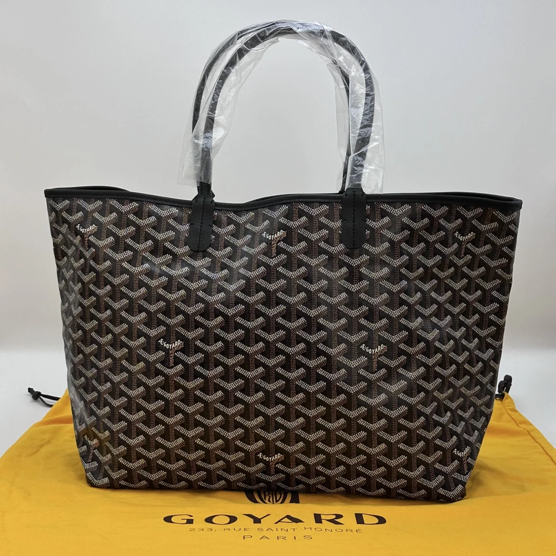 99新 Goyard 黑色Y字满印老花中号单肩子母购物袋 73103