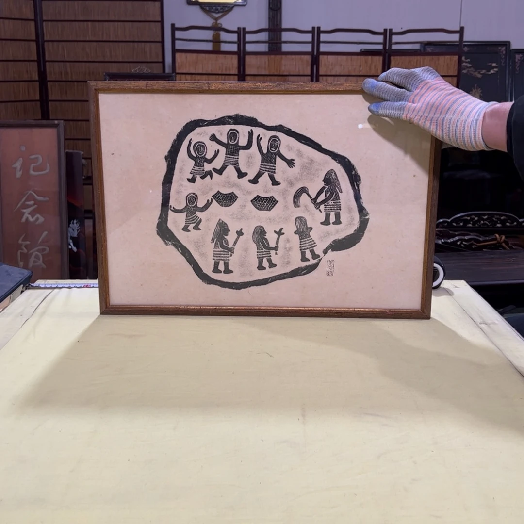 绘画海***月热门火爆屏风框画日本回流