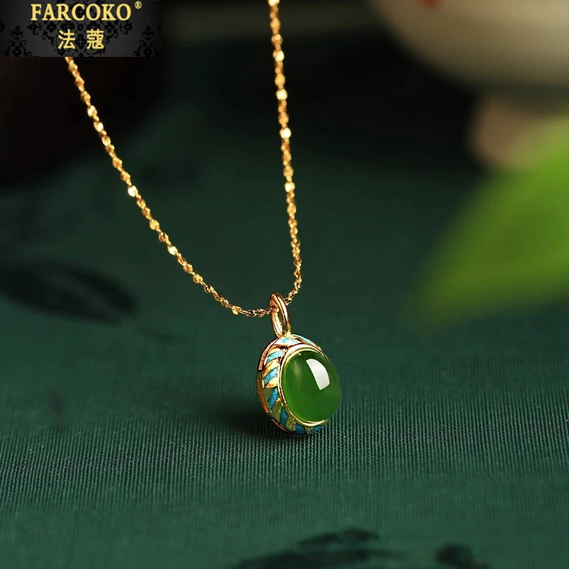 法蔻和田碧玉项链女款精致小众锁骨链送女友老婆生日情人节礼物
