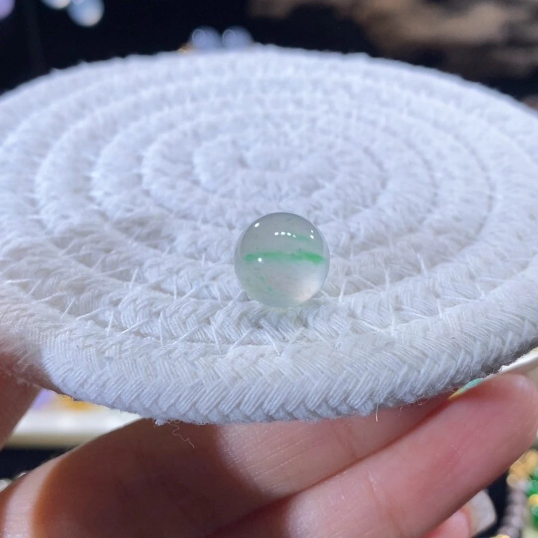 翡翠未镶嵌颈饰翡翠高冰茶飘绿圆珠11+mm