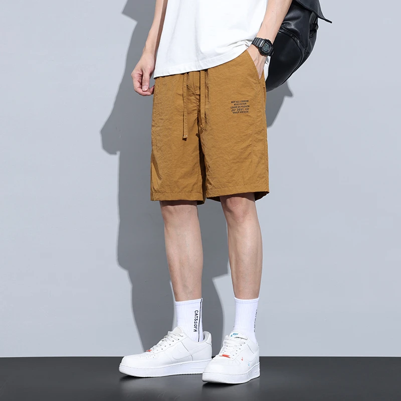 夏季五分裤冰丝速干休闲宽松舒适沙滩直筒裤子男士休闲裤运动时尚