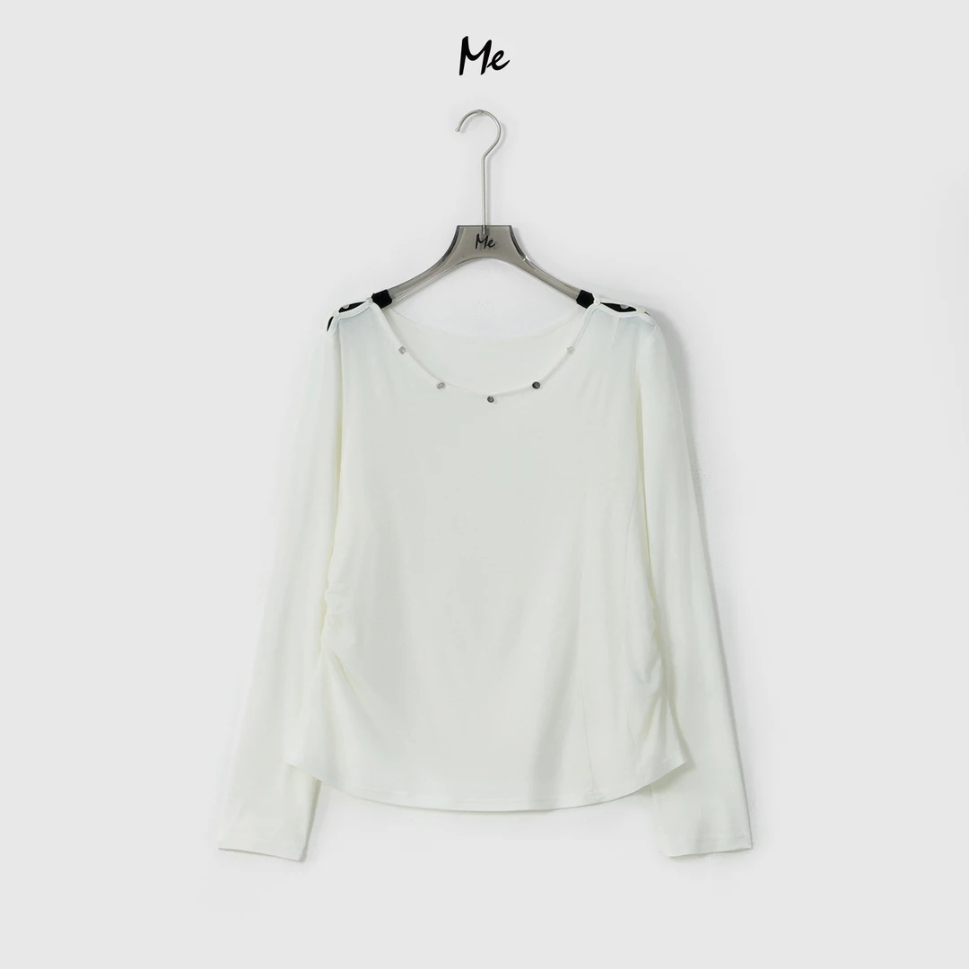 ME【贝壳沙漏衫】天丝桑蚕丝混纺手缝海贝极简时尚百搭上衣MESA0433