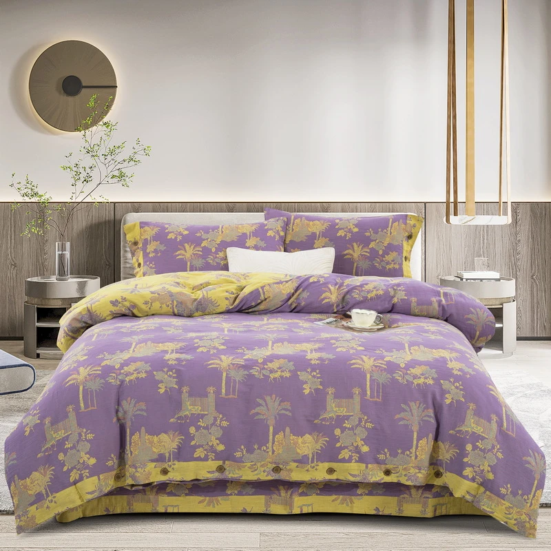 良品绘爆款【夏威夷-浅紫】新中式高端四件套全棉母婴级床品舒适软A