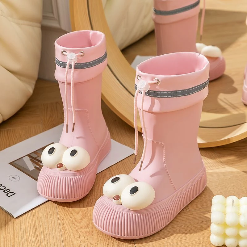 外贸可爱卡通防水时尚女士雨鞋雨靴防滑成人水靴加绒防寒中筒胶鞋