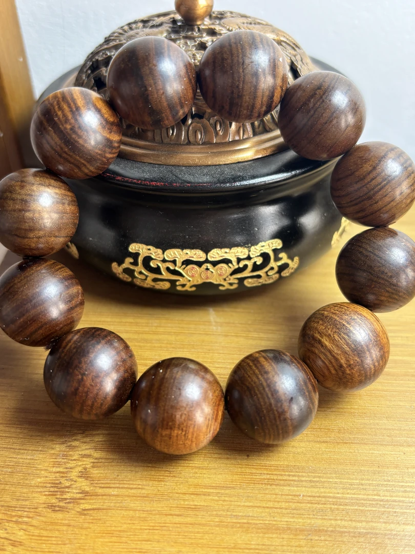 【福顺文玩】黄花圆珠手串带花纹