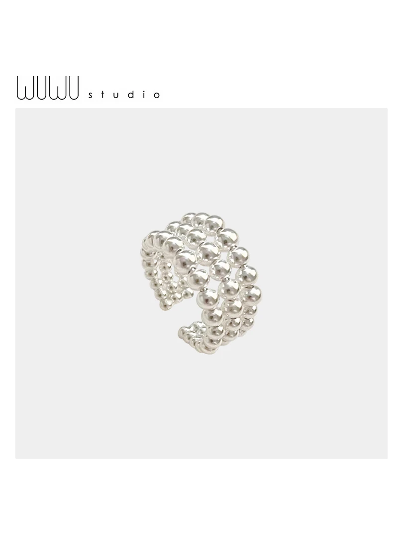 925银戒指 WUWU STUDIO 【满天星】轻奢气质小众多层活口银戒3266