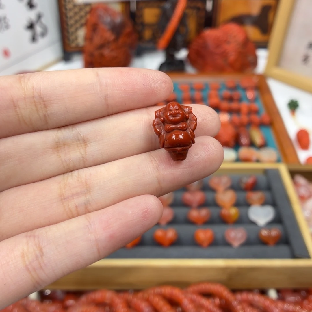 南红玛瑙未镶嵌配饰南红弥勒三通