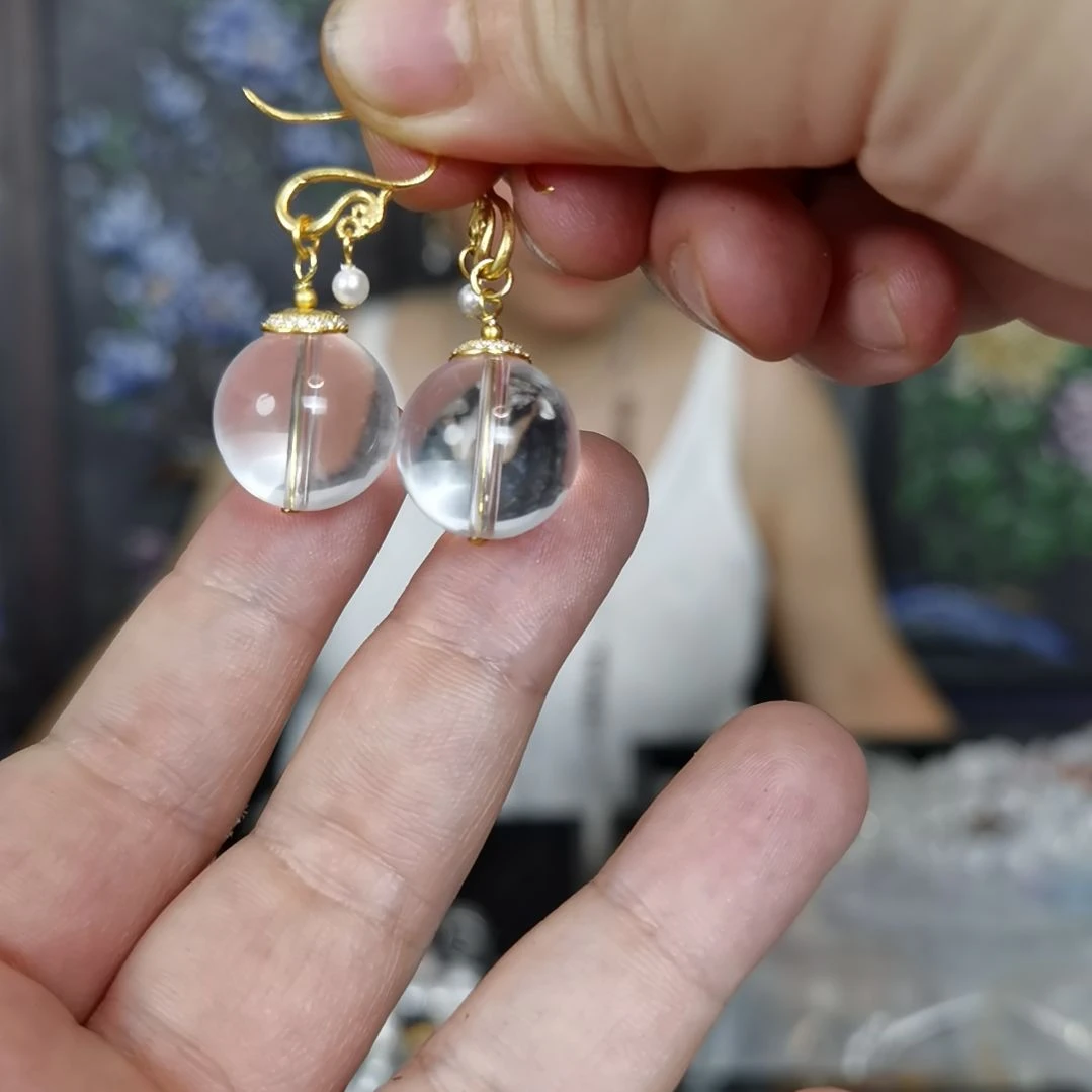 水晶耳饰银S925镶嵌耳环