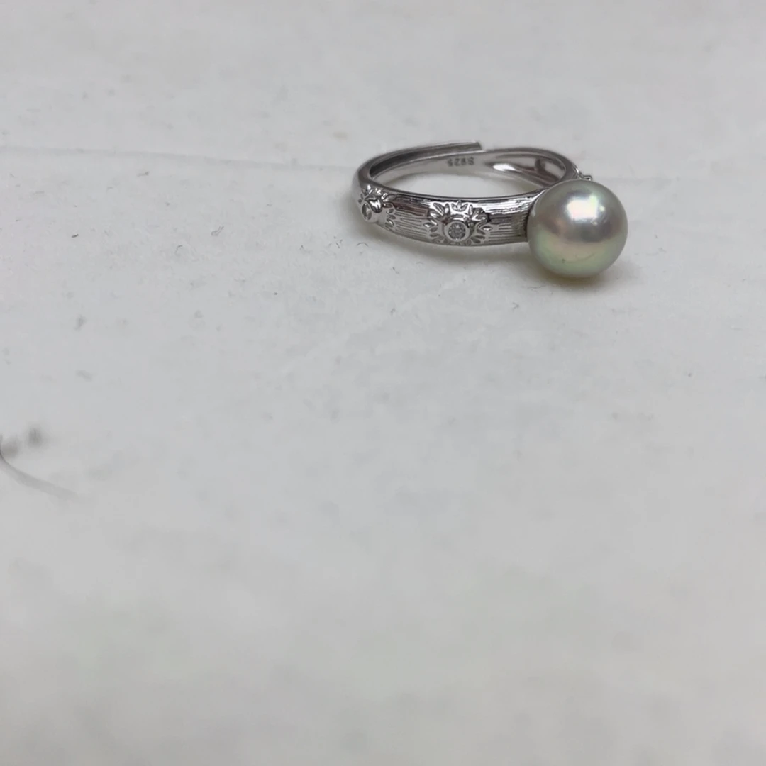 戒指海水珍珠银S925镶嵌