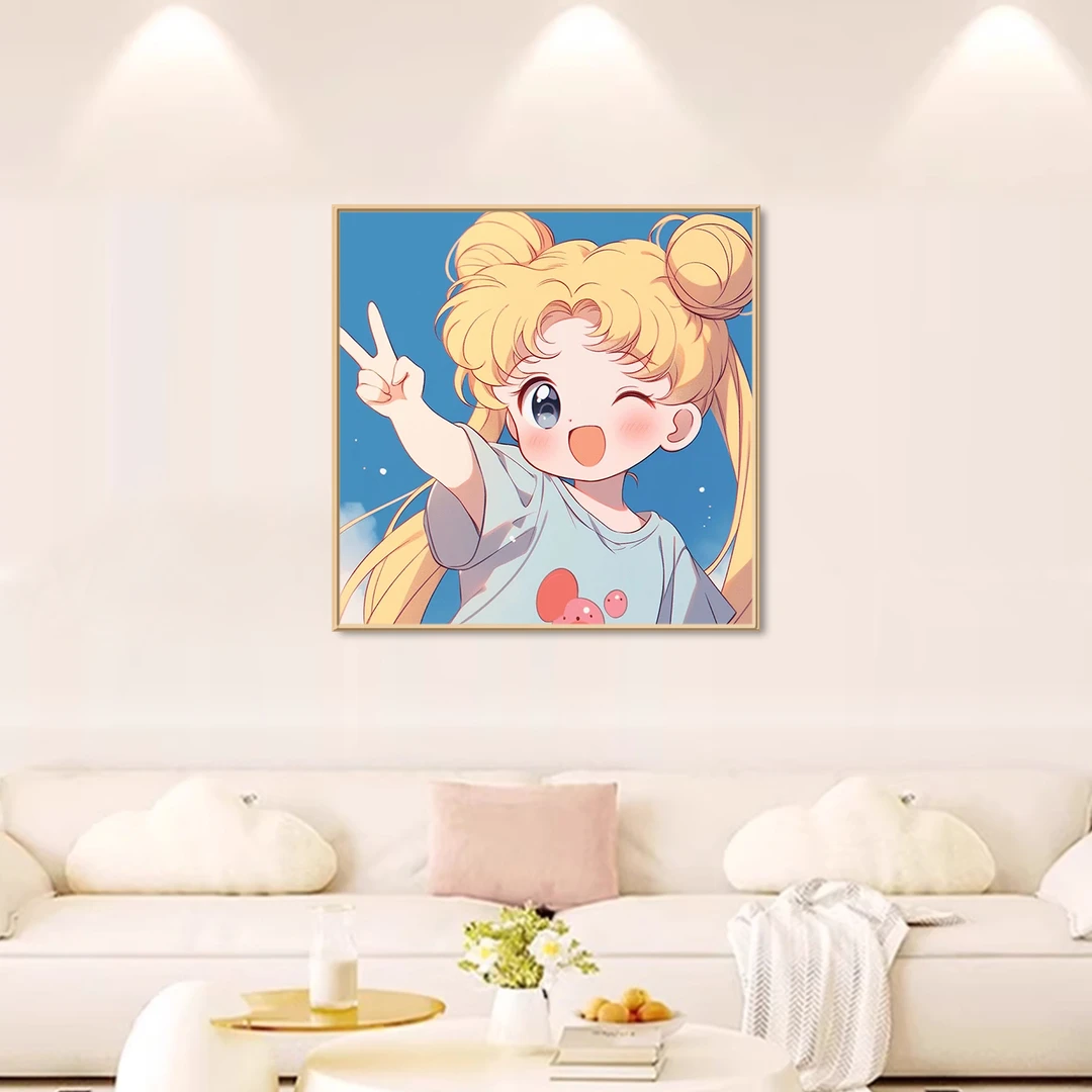 【新疆长绒棉双纱棉】5284可爱美少女十字绣大格40x40厘米满绣15色