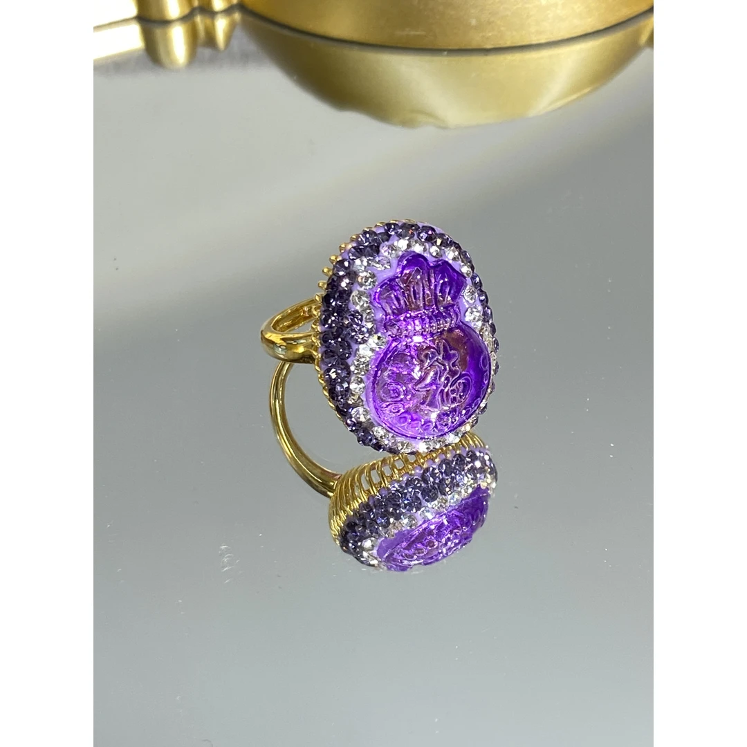 铜合金合成锆石戒指 TTSD 紫色福袋时尚潮流百搭款戒指 8445