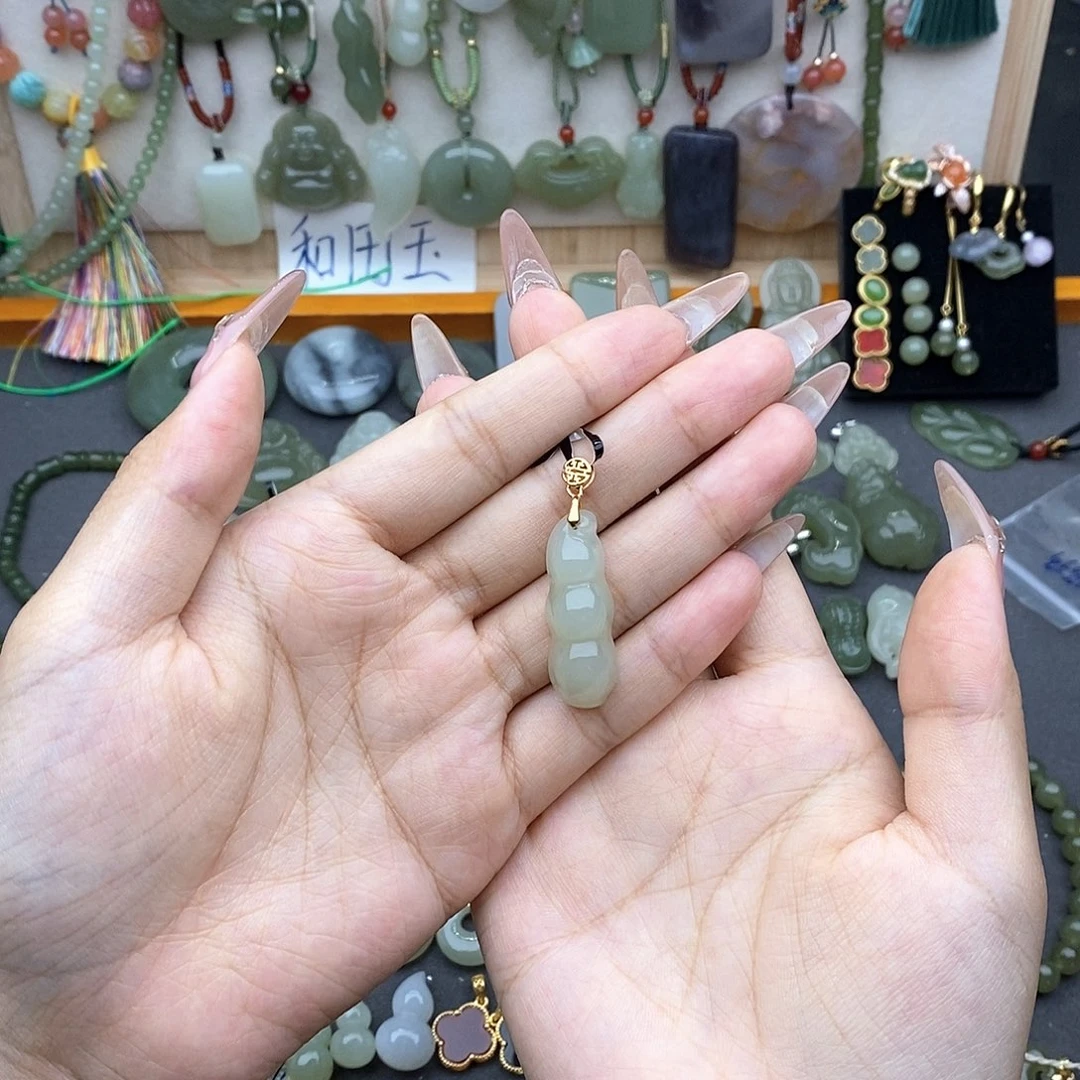和田玉银S925镶嵌吊坠(不含链)