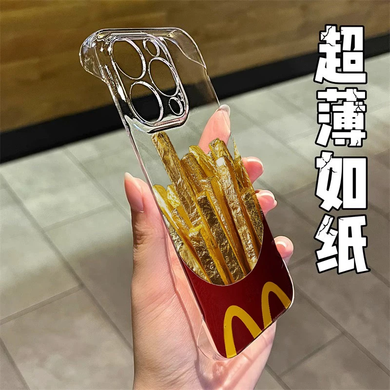 欧克里里黄金薯条无边框PC适用17手机壳苹果16华为oppo小米vivo硬