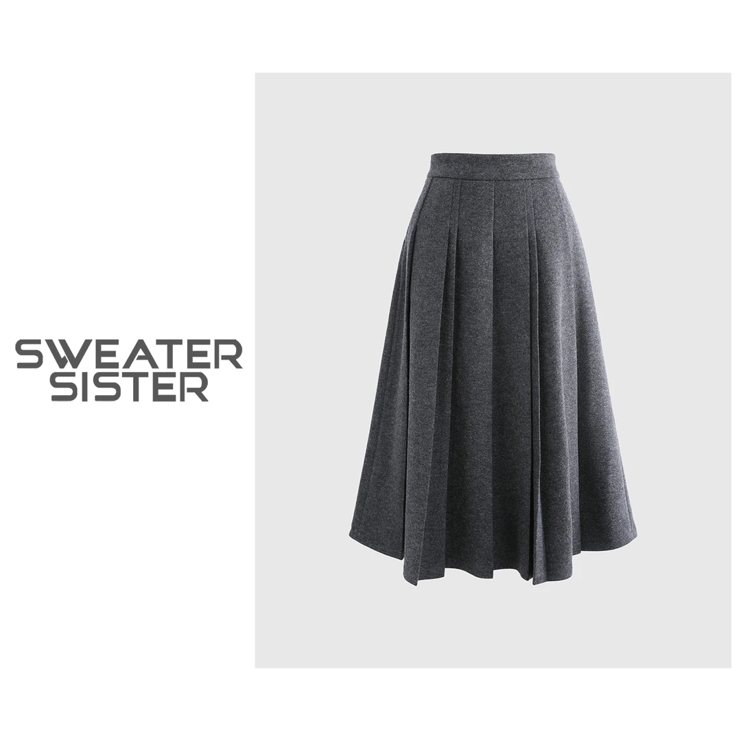 韩版高腰显瘦百褶裙时尚百搭半身裙女507-351-1