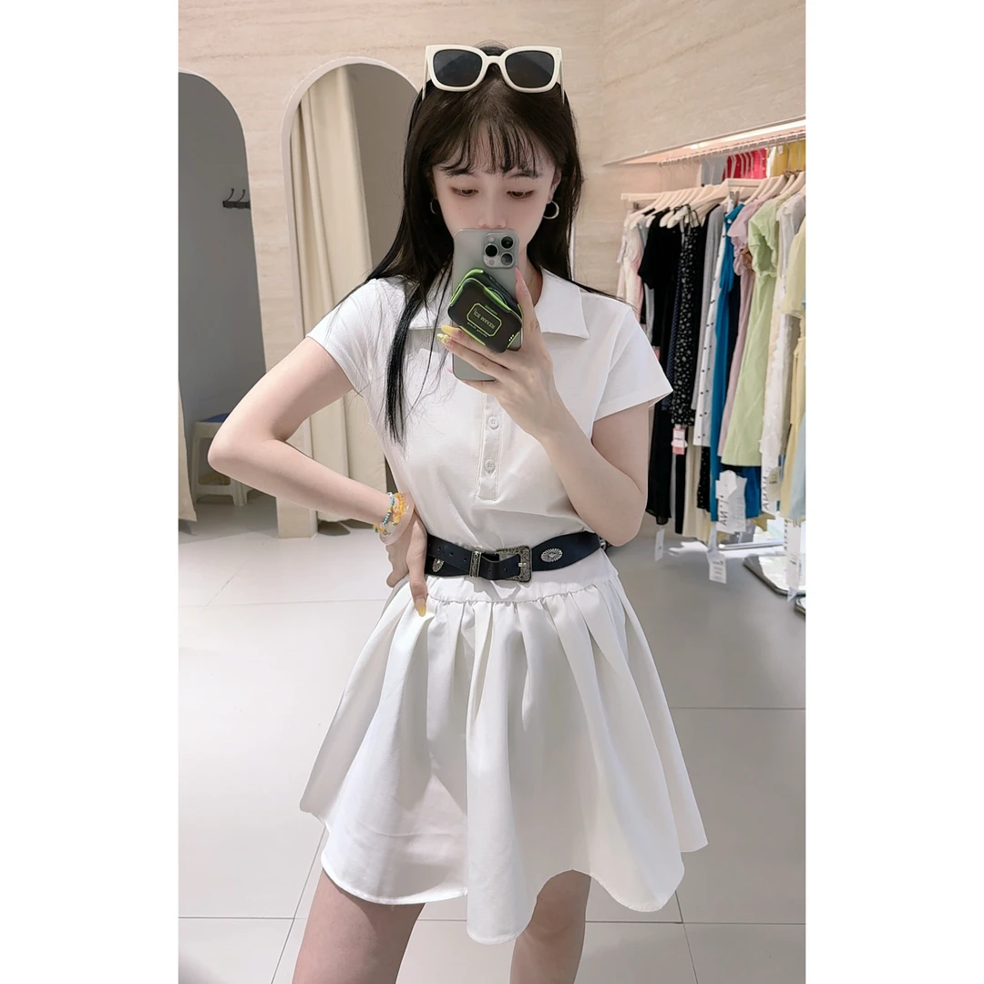 30360机车少女小白裙（带皮带）