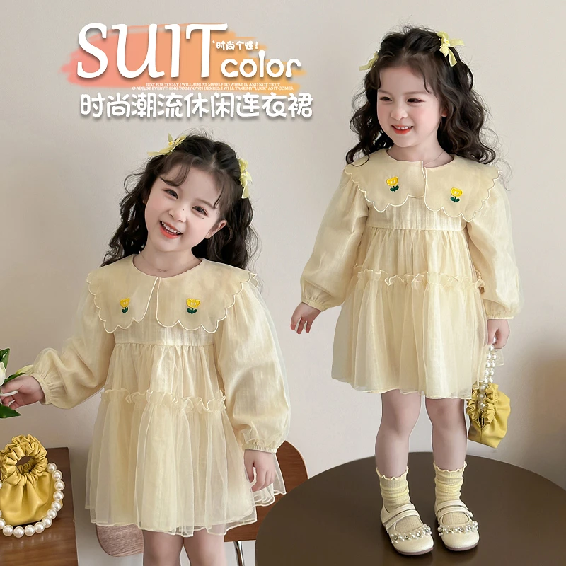 女童连衣裙2025秋装新款3-6岁宝宝小女孩裙子洋气小孩儿童公主裙