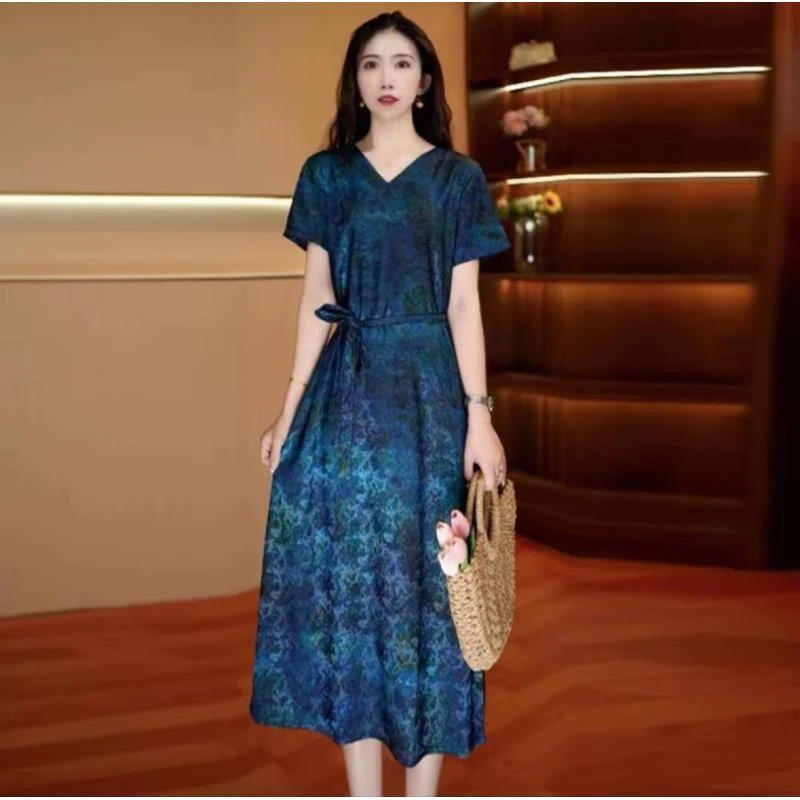 【时装高定款】蓝色妖姬高定显瘦夏季气质连衣裙女装大码连衣裙