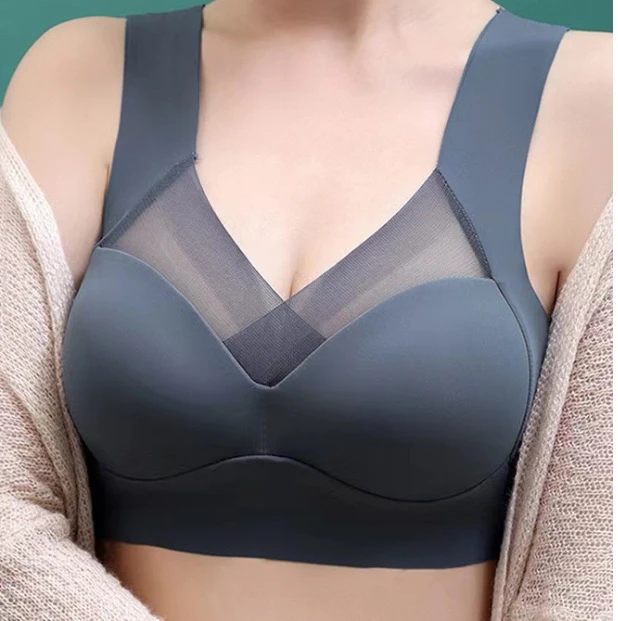 聚拢美背裹胸背心女一体式固定杯无痕无钢圈收副乳睡眠文胸内衣女