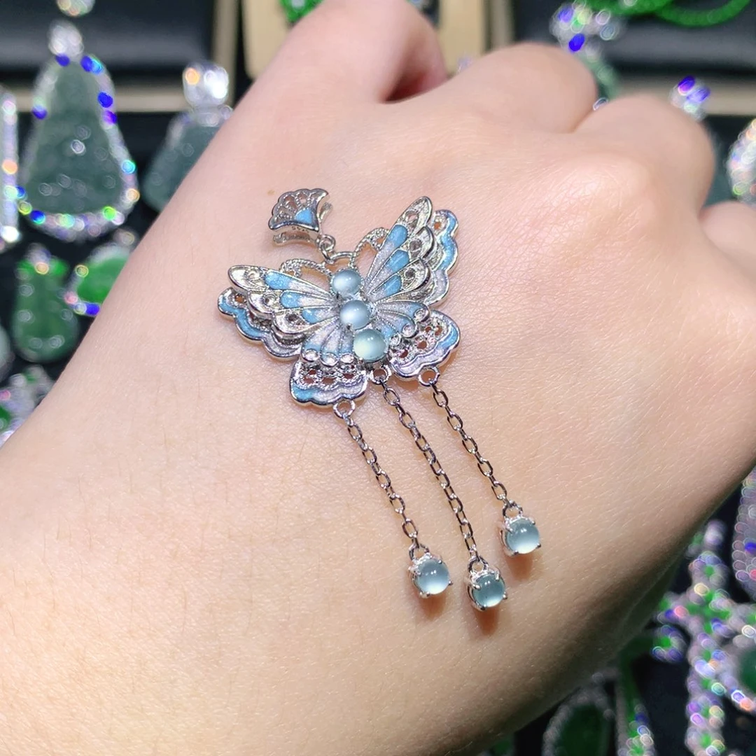 翡翠银S925镶嵌吊坠(赠链)