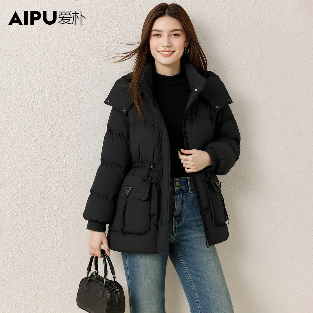 爱朴大码女装2025冬季新款时尚洋气简约休闲百搭保暖羽绒服1021