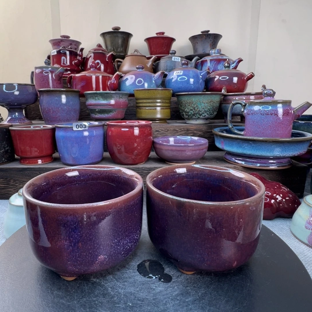 特价微瑕紫色三足杯满容100ml一对