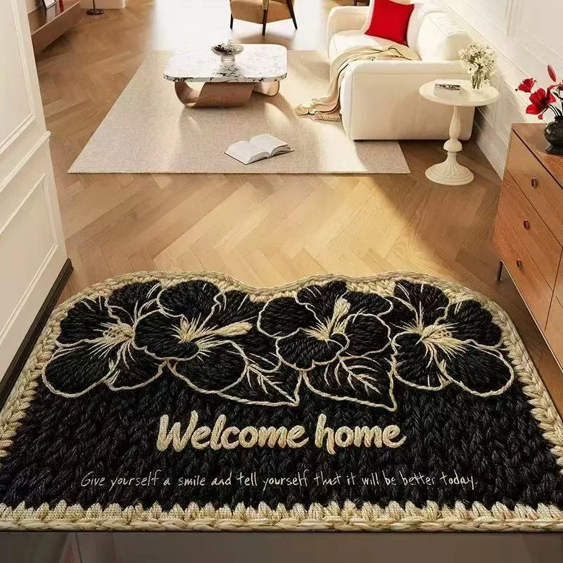 法式中古风入户门丝圈脚垫加厚自由裁剪轻奢地垫高级进门玄关地毯