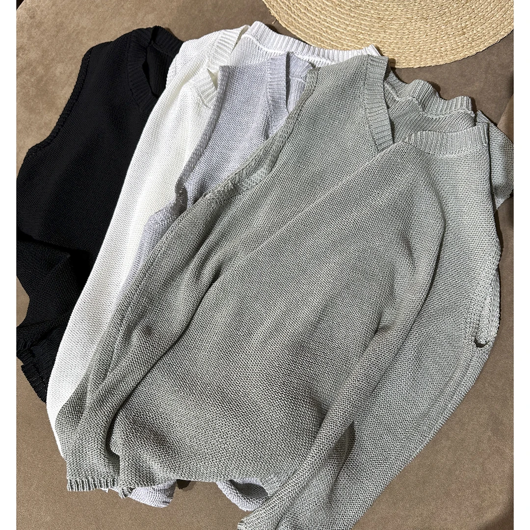 【麻念】衣长55 春夏季新款时尚显瘦纯色宽松针织背心T恤女S8954