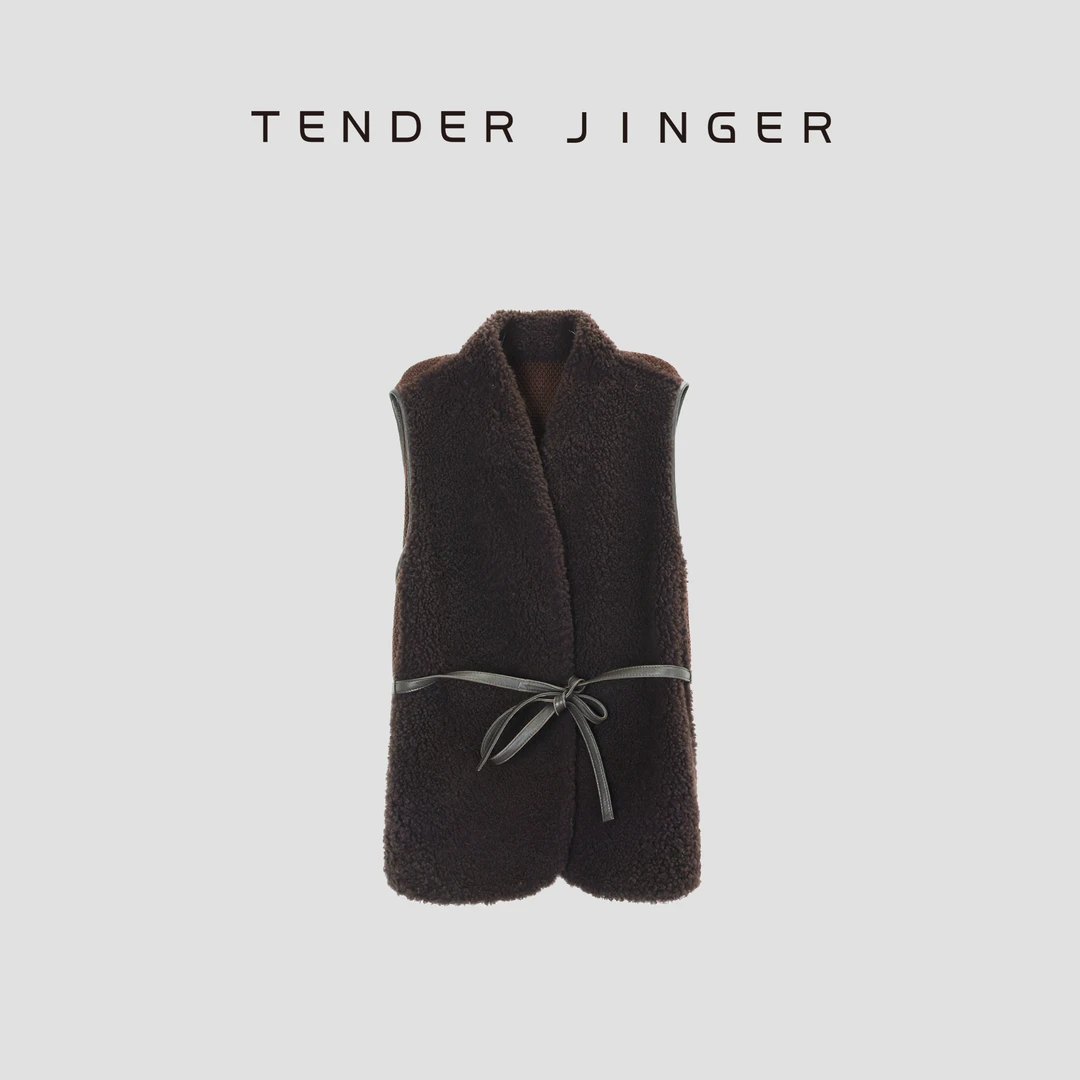 Tender Jinger【X有吾WU·D武学凯】拉贡皮毛系带马甲T54MDD30871