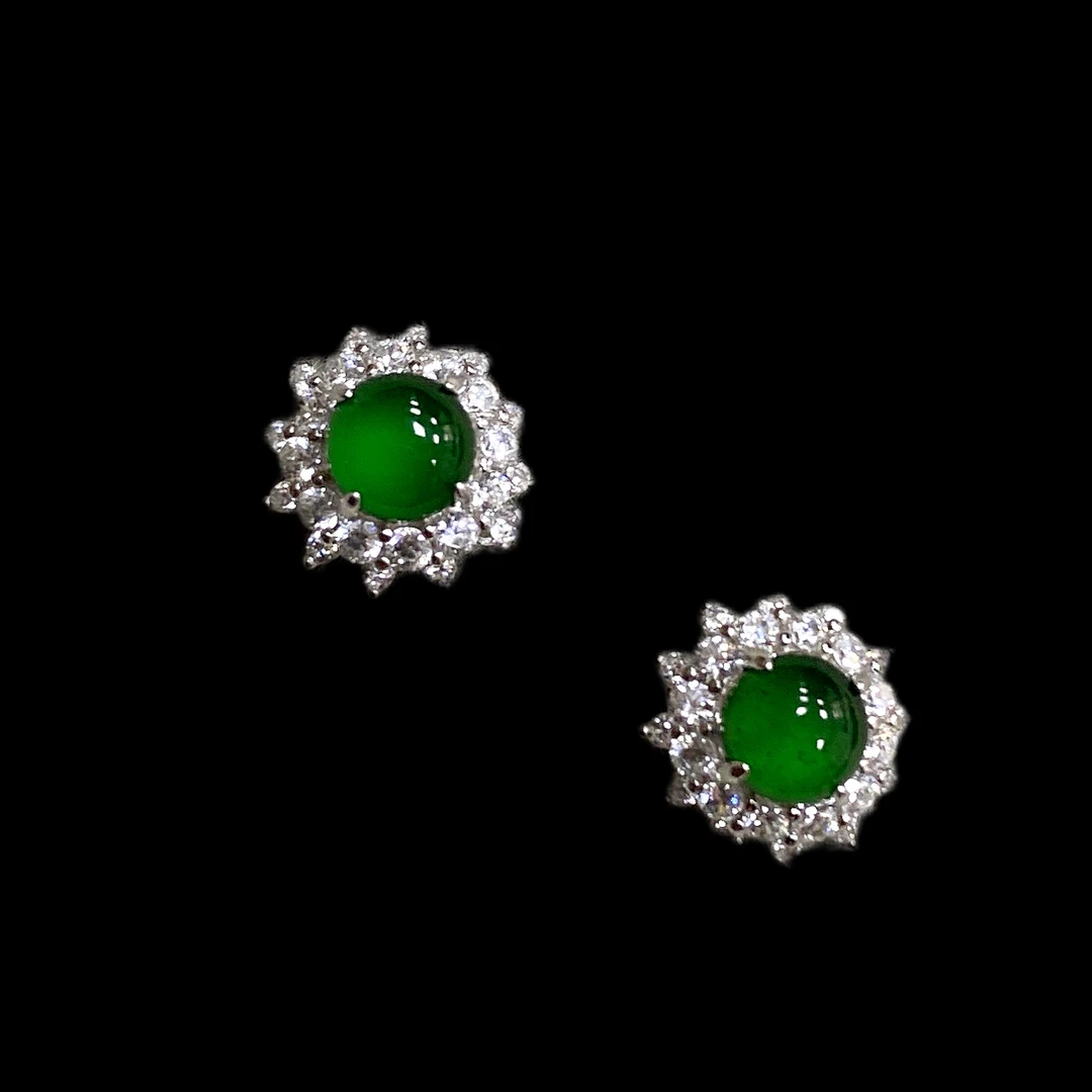 N0436翡翠耳钉多样性发一