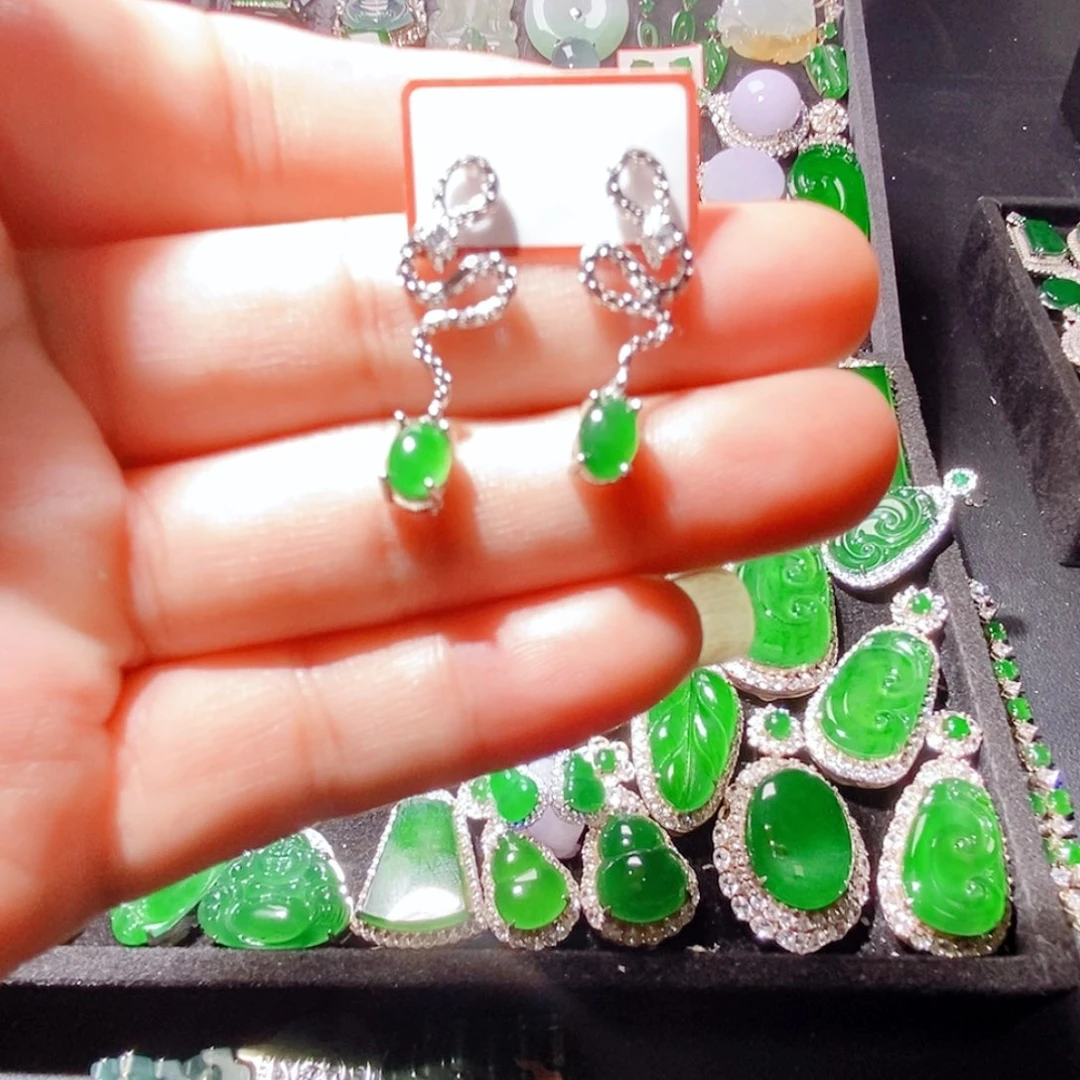 翡翠未镶嵌耳饰A货翡翠8