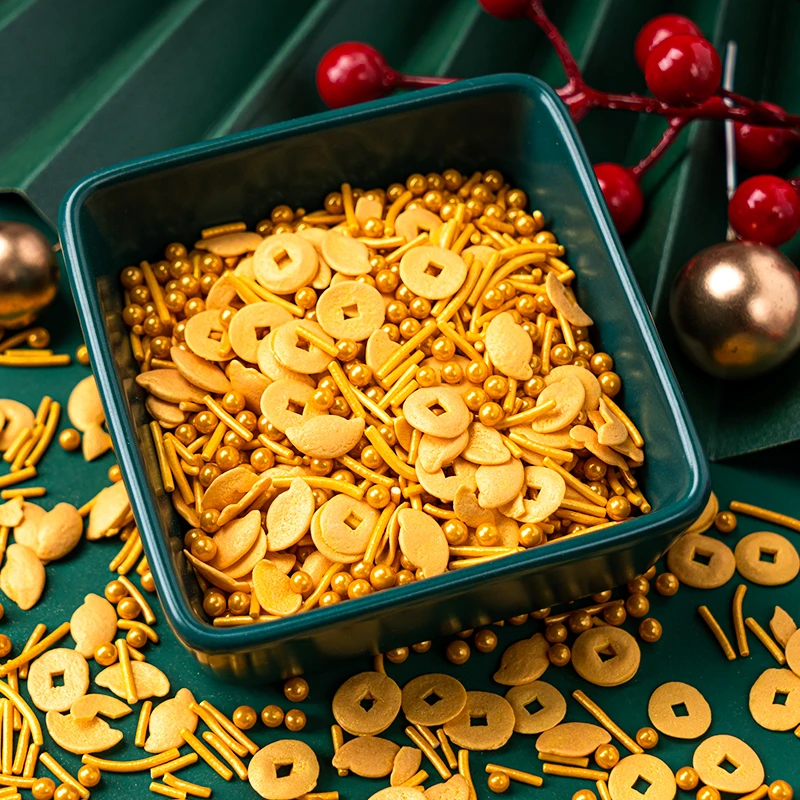 2026新年糖珠纸杯蛋糕装饰点缀装饰糖跨年春节喜庆甜品烘焙装饰