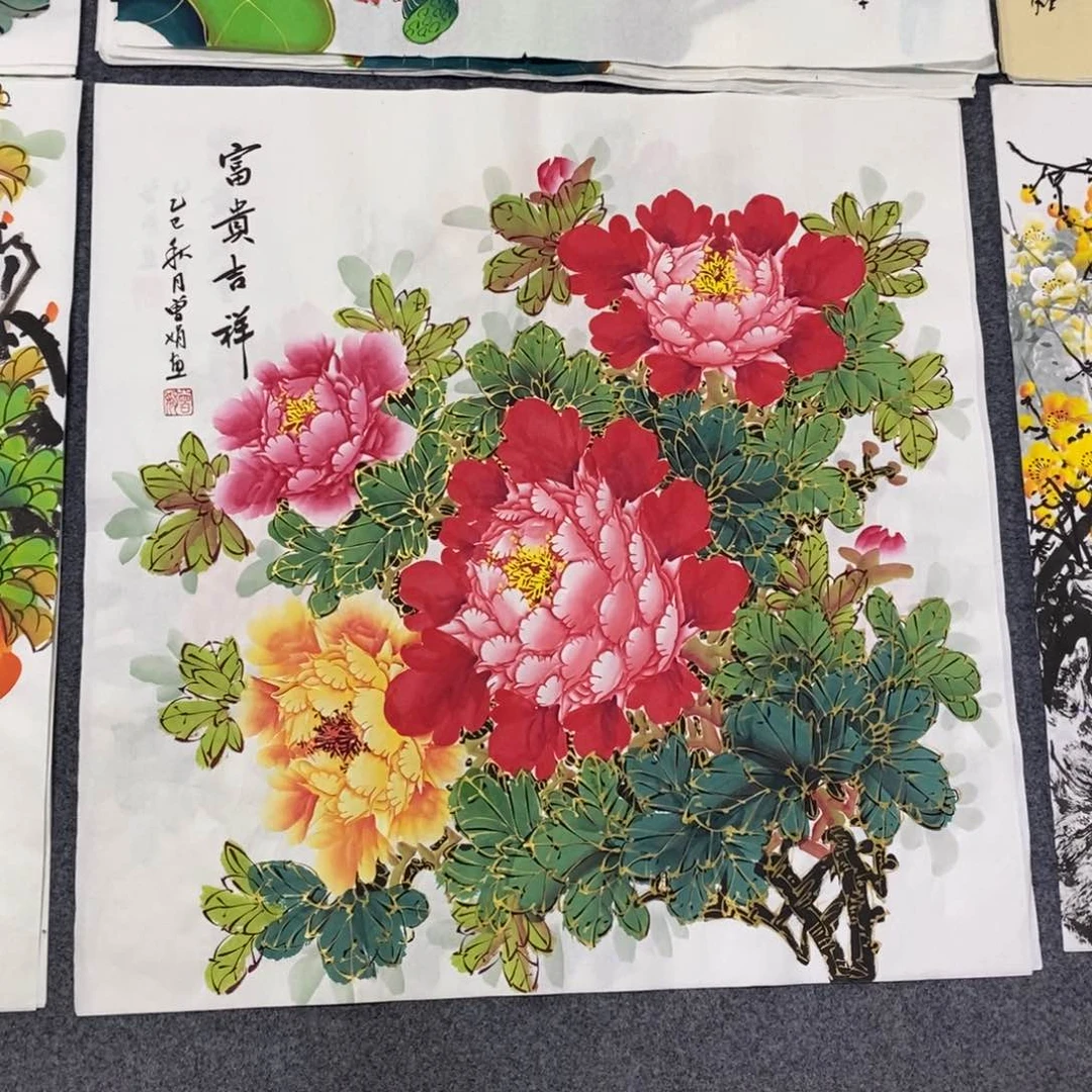 国画尺寸70✖️70精品斗方手绘画