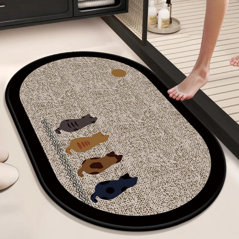 卫生间吸水地垫浴室防滑地毯厕所门口洗漱台防水加厚硅藻泥垫子