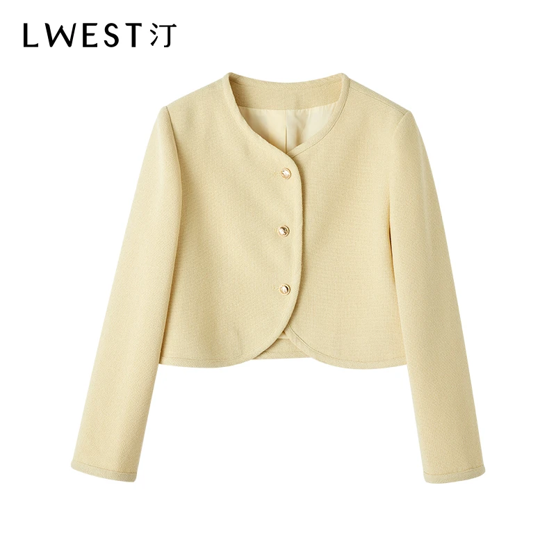 朗文斯汀2025春季新款气质圆领小个子黄色短外套DTYW5102B07064