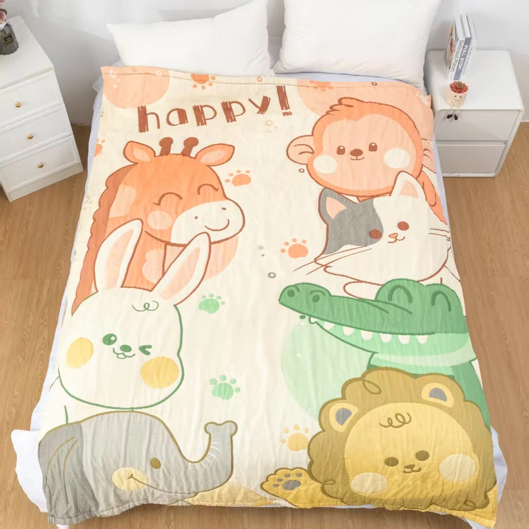 【动物世界】150*200cm全棉A类纱布泡芙被柔软亲肤