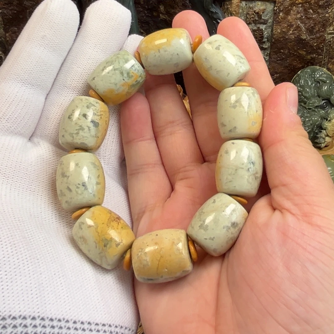 D***W岫岩河磨玉（透闪石质玉）未镶嵌手串